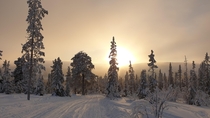 The sun makes a rare appearance in Vemdalen northern Sweden 