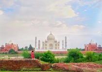 The Taj Mahal from across the Yamuna River 