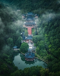 The Temple of Yellow EmperorHuangdi a legendary Chinese monarch revered as a Taoist deity located in the Xiandu Scenic Area Jinyun County Lishui Zhejiang Province eastern China