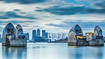 The Thames Barrier a moveable tidal defence system that stops London being flooded