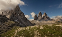 The Three Peaks massif in the Dolomites on the border between the Italian provinces of Belluno in the south and Alto Adige in the north  Photo by Anne Berger