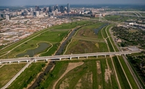 The Trinity River and its various crossings near Downtown Dallas