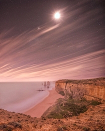 The Twelve Apostles - notice the ruins in the water Australia under moonlight 