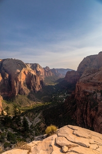 The view from Angels Landing in Zion National Park OC x