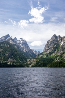 The view from Jenny lake at the Grand Tetons WY 