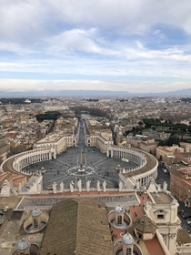 The view on the city of Rome from the top of the dome of the St Peters Basilica