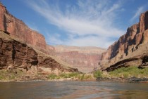 The view while water water rafting in the Grand Canyon 