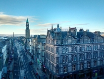 The West End of Edinburgh viewed from a department store toilet cubicle 