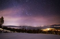The winter night sky over Lake Tahoe last night featuring Orion and the Winter Triangle 