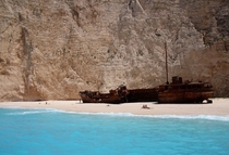 The wreck of the Panagiotis on a Greek beach  by Pho Da