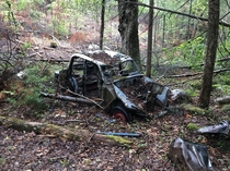 This abandoned car I found while hiking through the woods in New Hampshire