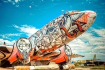 This abandoned plane was given an artistic touch