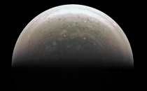 This image from NASAs Juno spacecraft provides a never-before-seen perspective on Jupiters south pole The JunoCam instrument acquired the view when the spacecraft was about  miles  kilometers above the polar region 
