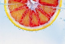 This is a blood orange in water