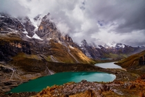 Three lakes in the Andes of Peru 