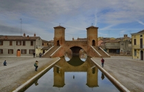 Three point bridge built in  Comacchio Italy  x-post from rpic