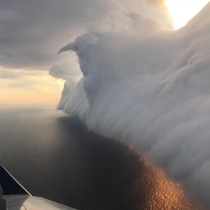 Thunderstorm clouds on approach to JFK airport