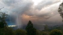 Thunderstorm hailburst over the Feather River Canyon Northern California 
