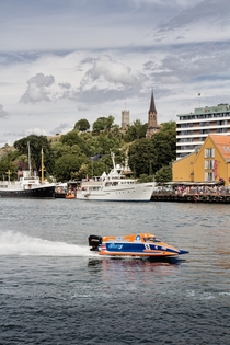 Tnsberg Norway From todays F powerboat race in the towns canal 