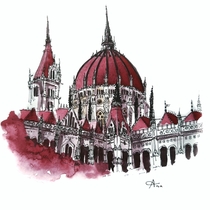 Today I finished this watercolor illustration of Hungarian parliament building Budapest