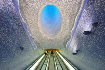 Toledo subway station amid an art installation by Oscar Tusquets Blanca in Naples 