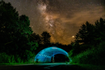 Took a picture of the Milky Way while my girlfriend stood in an underpass with a headlamp looking up edited in Lightroom Devils Lake State Park Wisconsin 