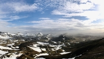 Took me  hours to hike to this view I was the first person in the season to reach Kaldaklofsfjoll in Iceland The trail was full of snow and really hard to follow Weather was windy and cloudy but cleared once I reached this point Totally worth it just for 