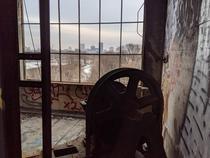 Top of the elevator shaft in an abandoned factory