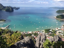 Top of the most intense hike Ive ever done Overlooking beautiful El Nido Palawan 
