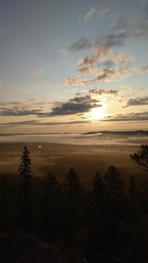 Torniojoki in early morning fog 