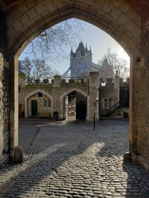 Tower Bridge from a gate in the Tower of London