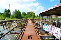 Train turntable at an abandoned railyard with a  year old history in Berlin Germany 