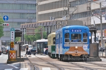 Tram lines in Nagasaki Japan 