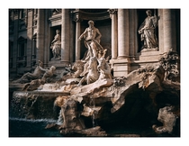 Trevi Fountain During Golden Hour Rome Italy 