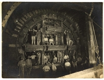 Tunnelling shield and crew building Londons Central Line  