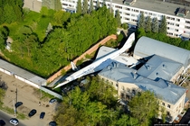Tupolev Tu- left in a garden it seems outskirts of Kazan city