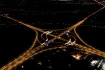 Turbine interchange at night Lummen Belgium 
