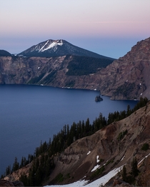 Twilight at the edge of Crater Lake OR 