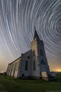 Two hours of exposure over an abandoned church in rural Nebraska 