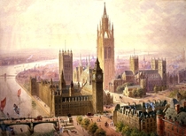 Unbuilt Imperial Monumental Hall and Towers of London 