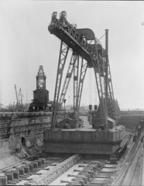 Uncle Sams largest crane on the Atlantic coast in drydock at Navy Yard Boston October   