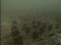Underwater graveyard Capel Celyn Wales 