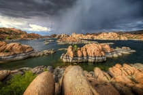 United States of America Thunderstorm in July  at Watson Lake in Prescott Arizona writes photographer Michael Wilson 