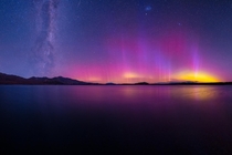 upaul_wilson_images on rearthporn  Aurora Australis over Lake Tekapo New Zealand last night 