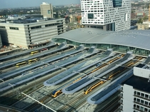 Utrecht Central Station from above a train station and bus station in one
