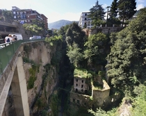Valley of the Mills a group of overgrown ruins in a crevasse at the center of Sorrento Italy 
