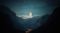 Valley of the Stars - The Matterhorn as seen from the Lauterbrunnen valley   other resolutions including mobile in comments Originally photographed by Dominic Kamp