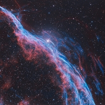 Veil Nebula NGC  or otherwise simply known as the Witchs Broom Nebula spans roughly  light years across and is the remnant of a supernova that occurred  years ago Image credit Martin Pugh Heavens Mirror Observatory 