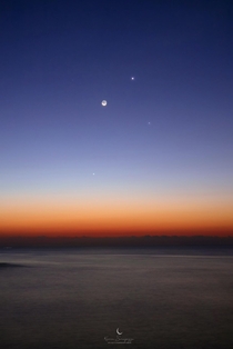 Venus Mercury and the Waning Moon by Kevin Sargozza