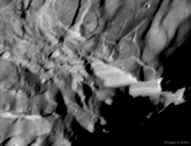 Verona Rupes on Uranus moon Miranda is the tallest known cliff in the solar system Its estimated to be  kilometres deep The image was captured by the passing Voyager  robotic spacecraft in  Credit NASA Voyager 